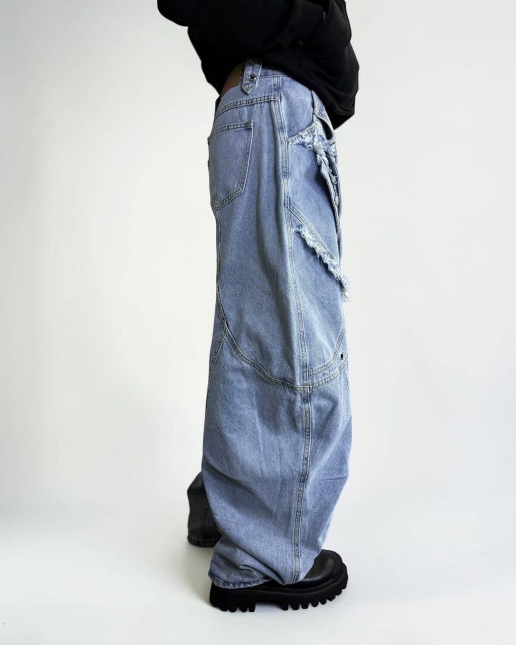 Jean fringe denim oversized