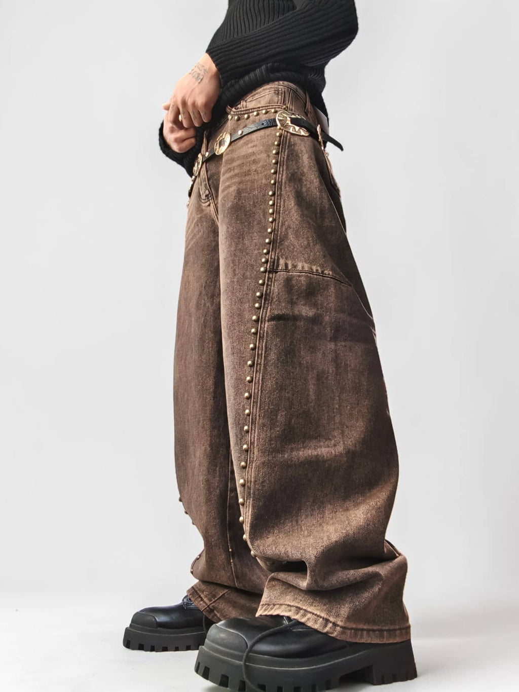 Jean baggy barrel clouté Y2K