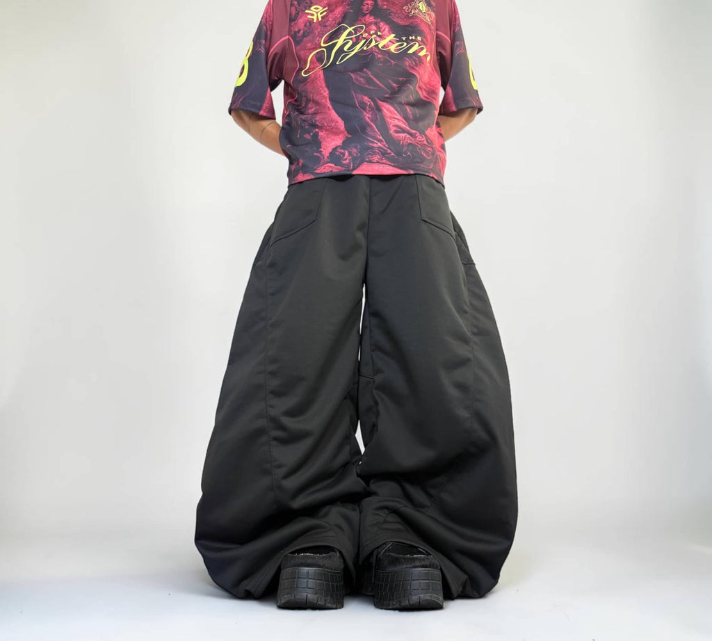 Jogging noir flared baggy Y2K